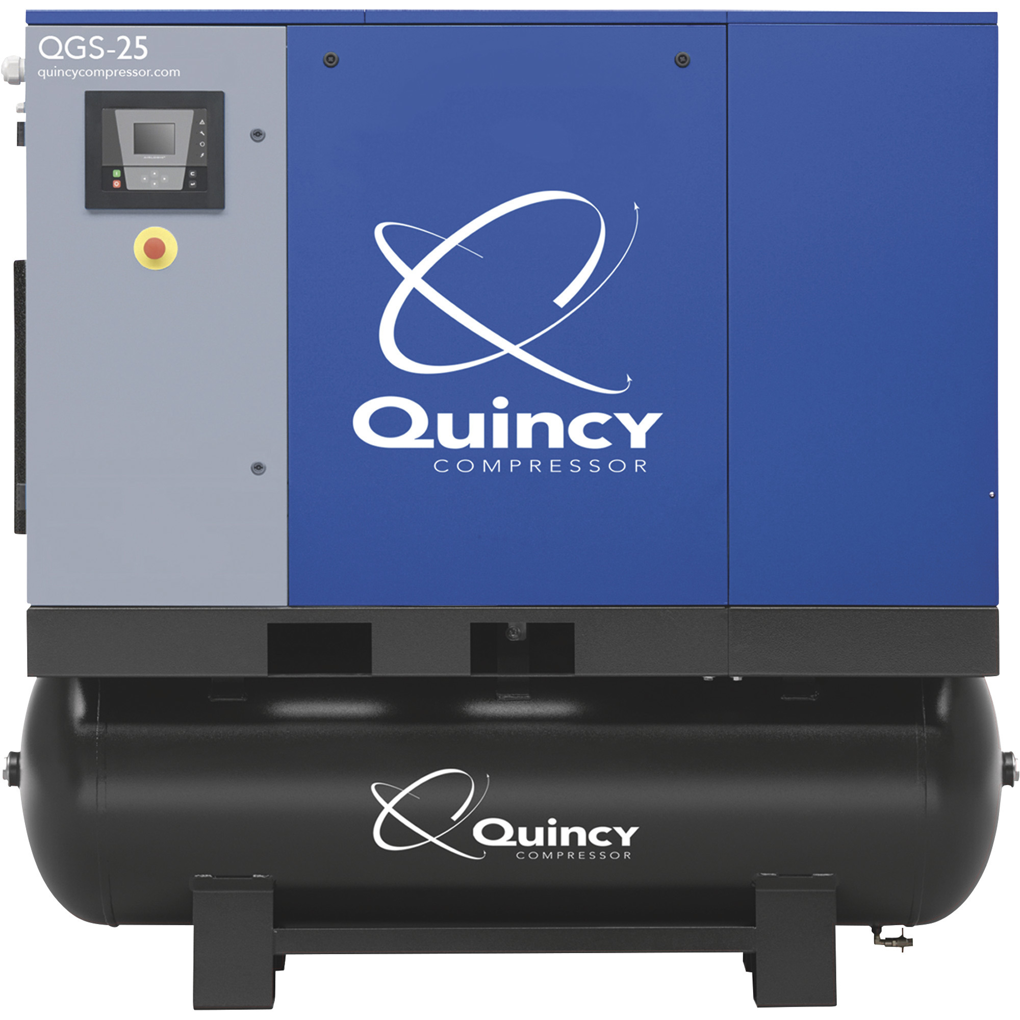 Quincy QGS Rotary Screw Air Compressor, 208/230/460V 3-Phase, 30 HP, 113.8 CFM, 132 Gallon, Model# 4152026533